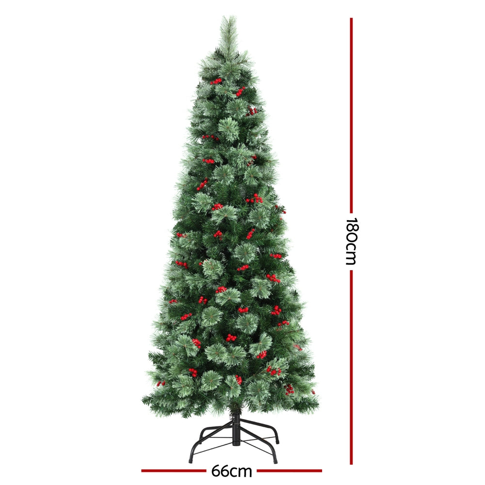 Jingle Jollys 180cm LED Christmas Tree Red Berries