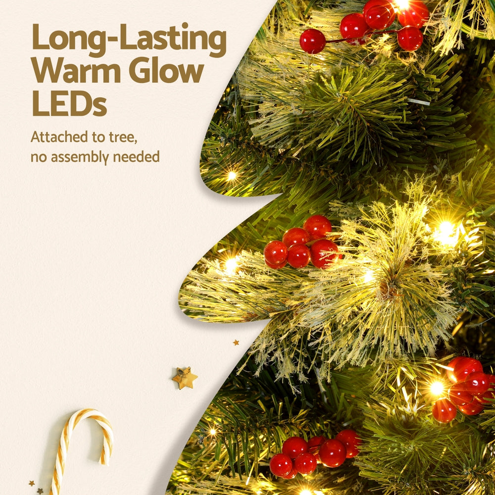 Jingle Jollys 180cm LED Christmas Tree Red Berries