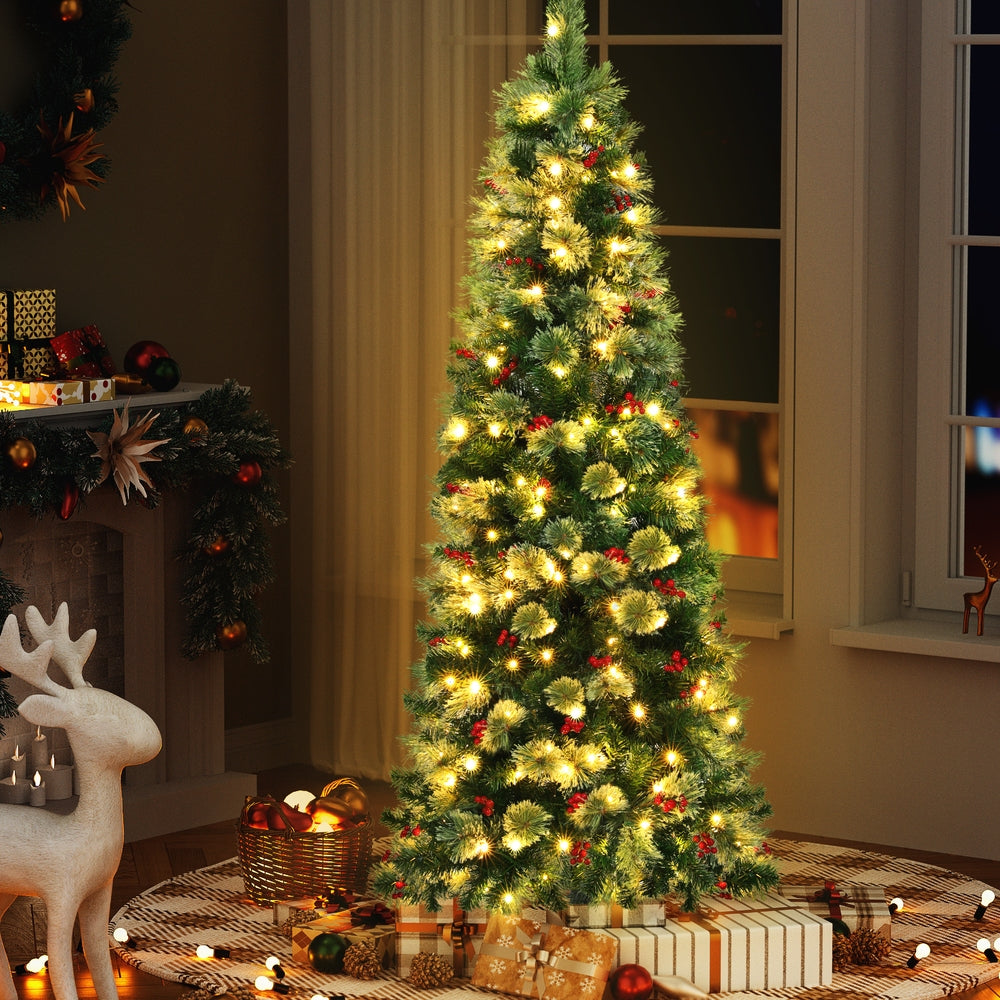 Jingle Jollys 180cm LED Christmas Tree Red Berries