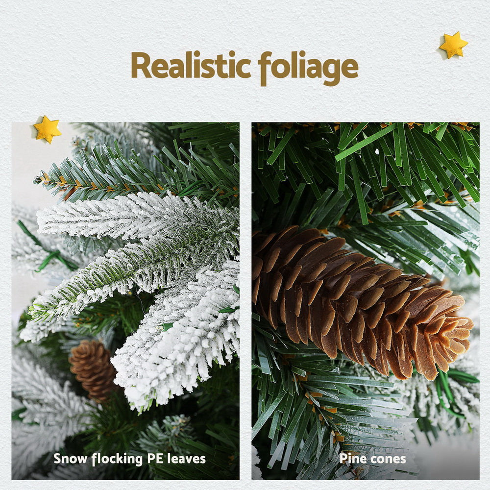 Jingle Jollys 190cm LED Christmas Tree Pine Cones Flocking