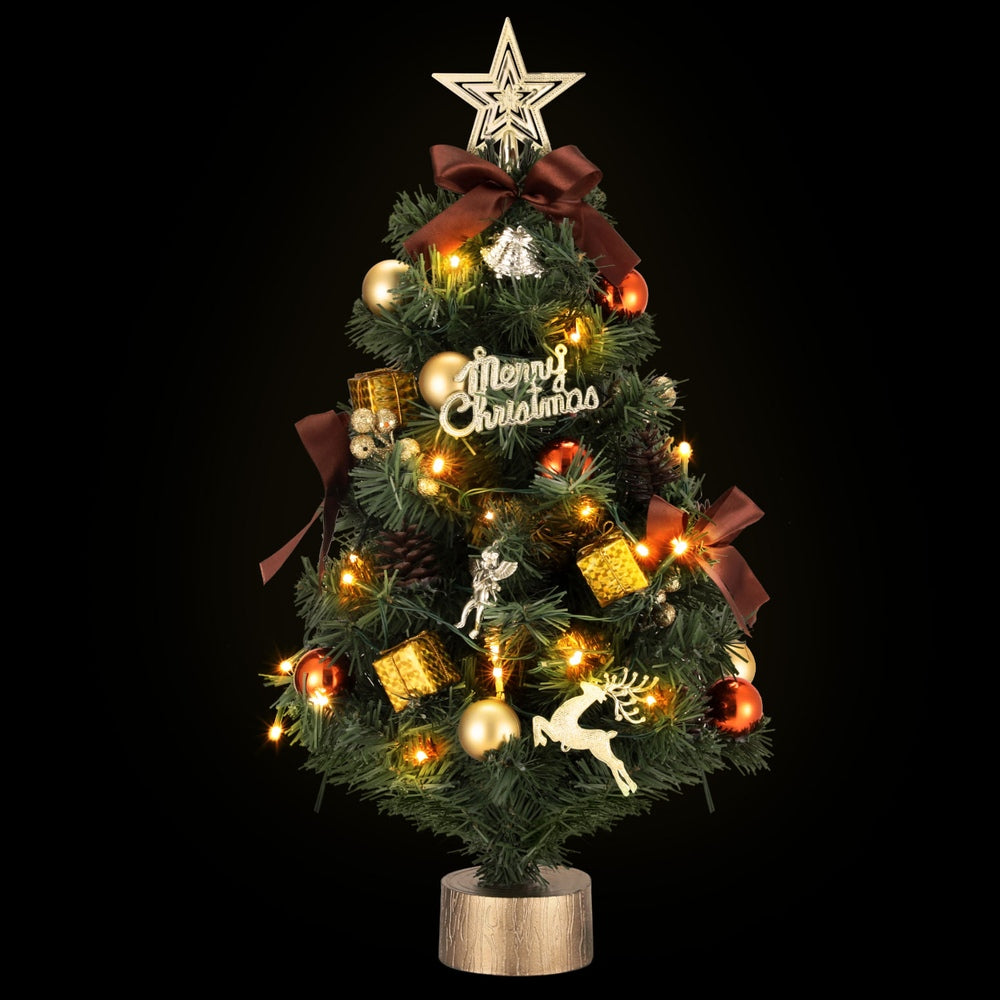 Jingle Jollys 60CM LED Tabletop Christmas Tree with Ornaments