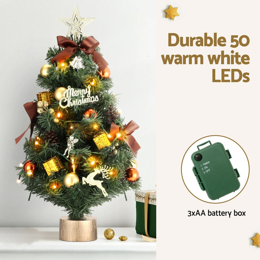 Jingle Jollys 60CM LED Tabletop Christmas Tree with Ornaments