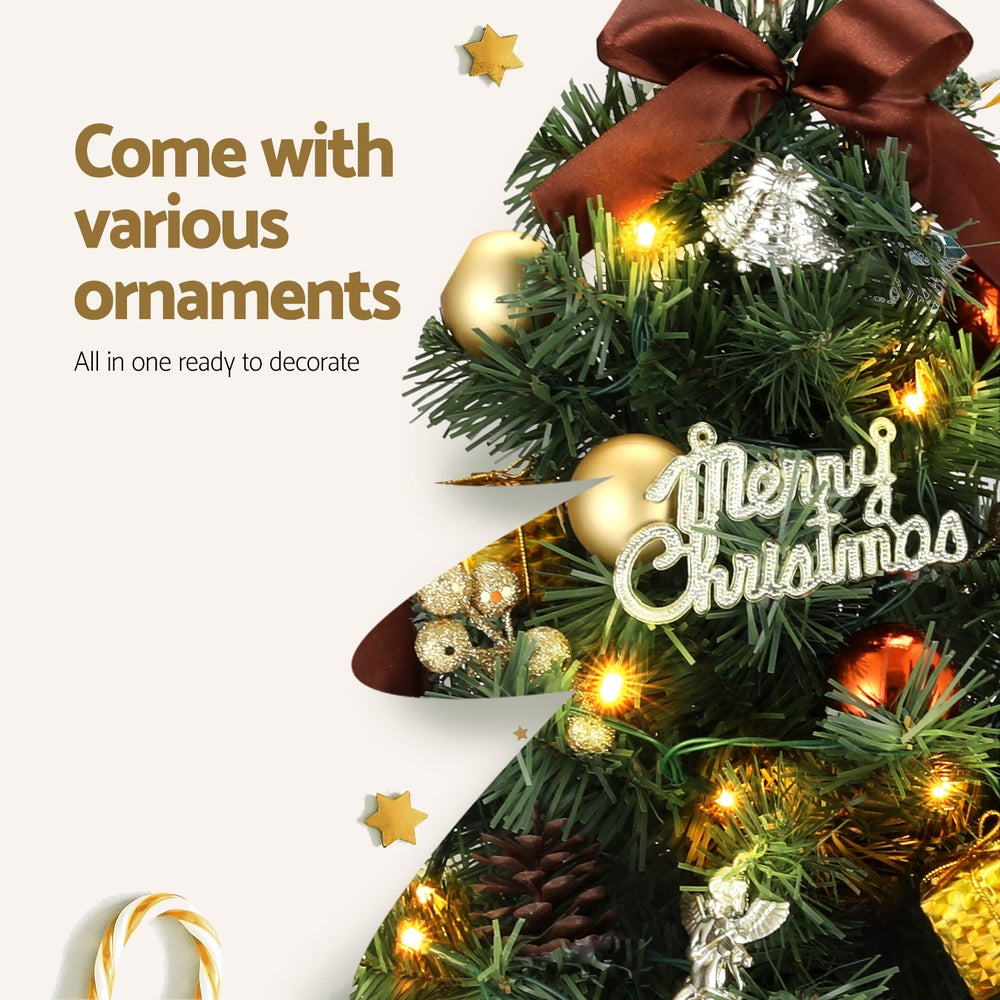 Jingle Jollys 60CM LED Tabletop Christmas Tree with Ornaments