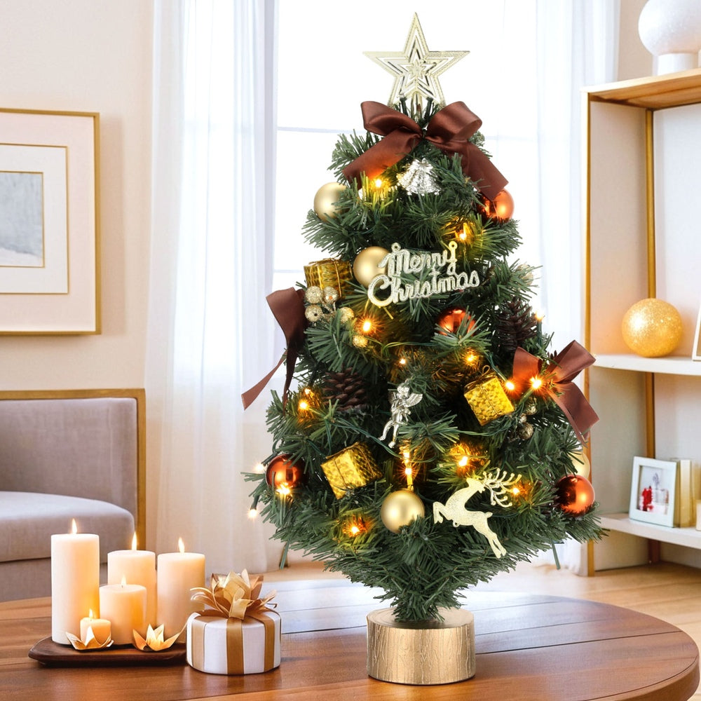 Jingle Jollys 60CM LED Tabletop Christmas Tree with Ornaments