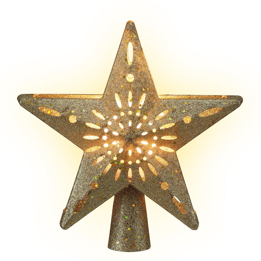 Jingle Jollys Christmas Tree Topper Star Snowflake Projector Gold