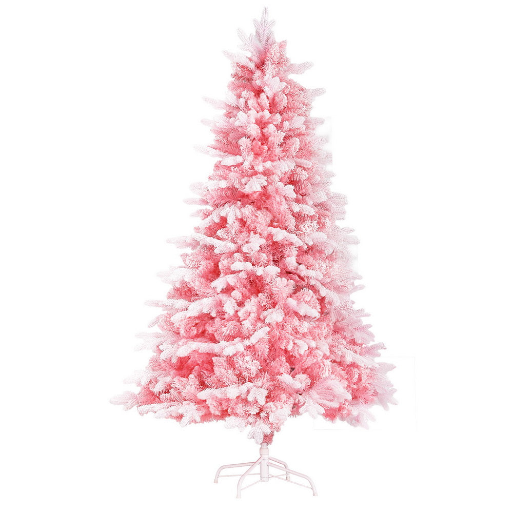 Jingle Jollys 1.8m Pink Christmas Tree Snow Flocked Party Decor