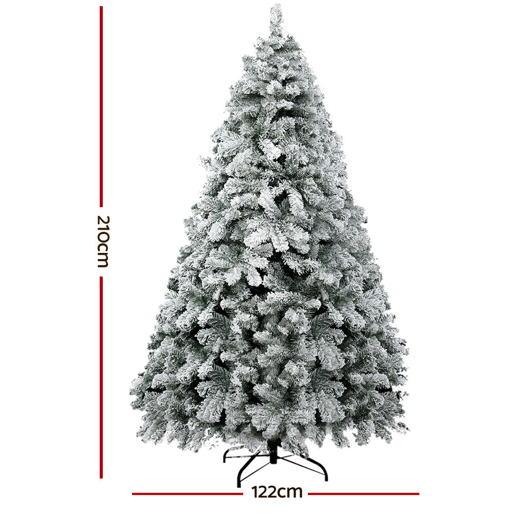Jingle Jollys 2.1m Snow Flocked Christmas Tree 780 Tips