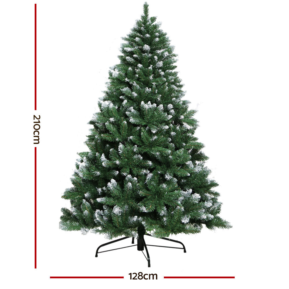 Jingle Jollys 2.1m Snowy Christmas Tree 905 Tips