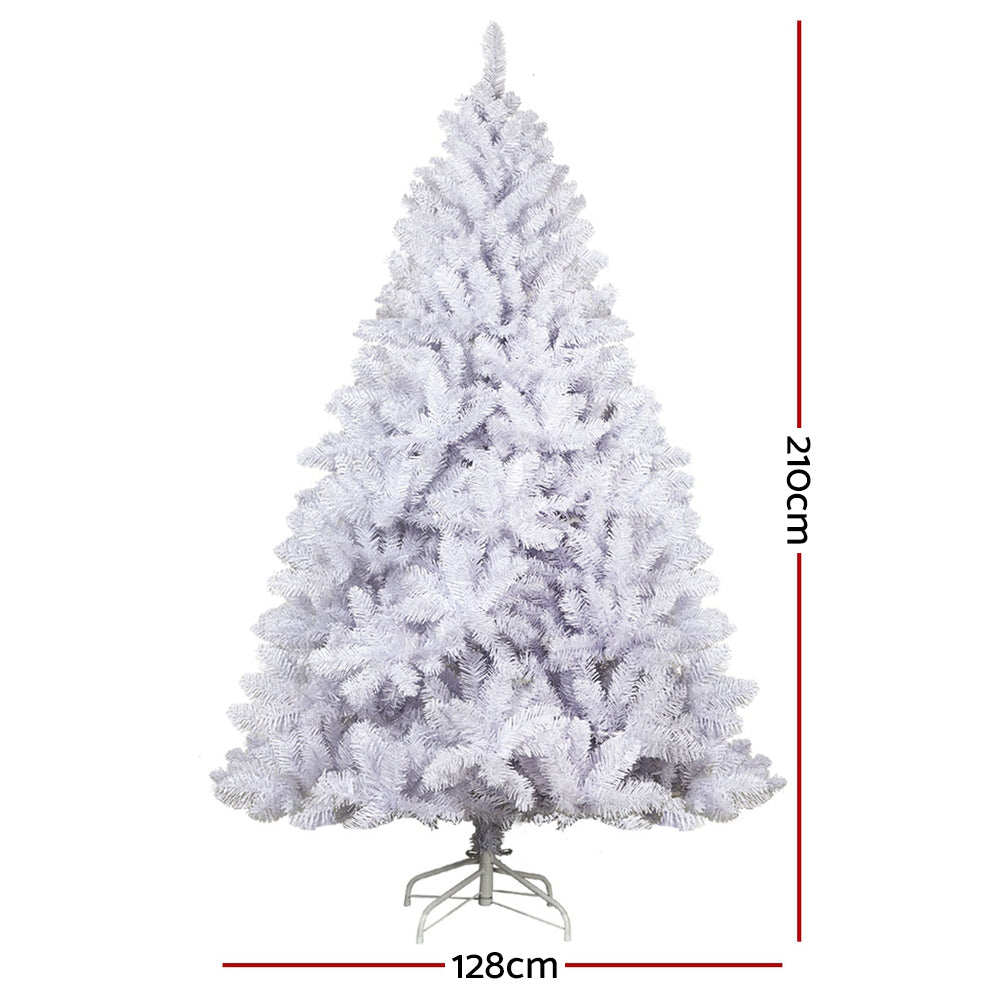 Jingle Jollys 2.1m Christmas Tree 1000 White Tips Decorations