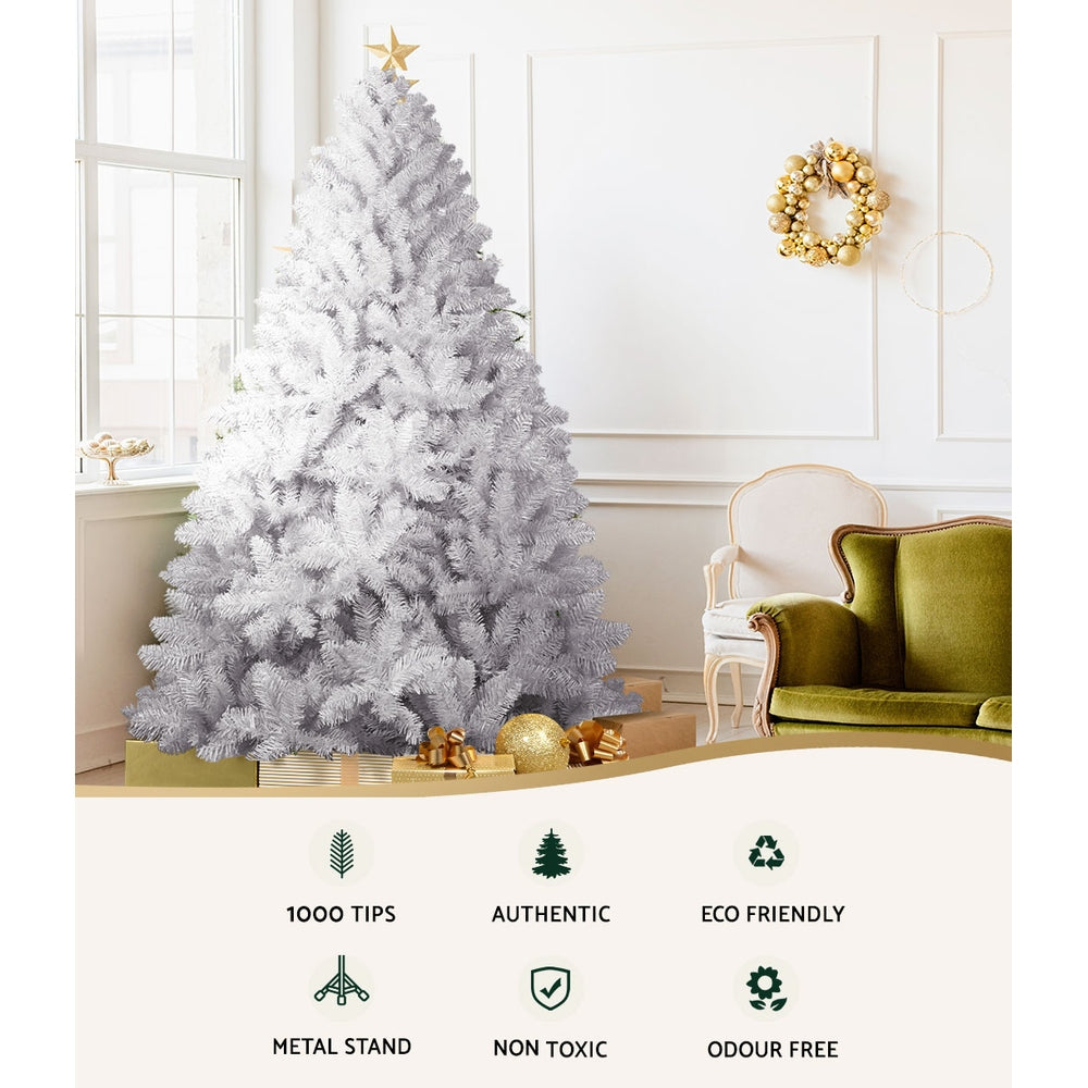 Jingle Jollys 2.1m Christmas Tree 1000 White Tips Decorations
