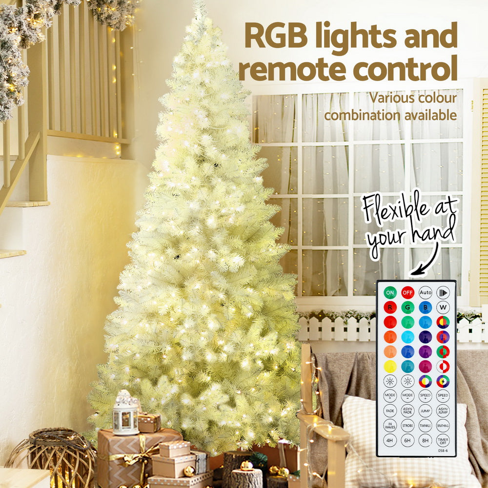 Jingle Jollys 2.1m Christmas Tree RGB LED Remote White