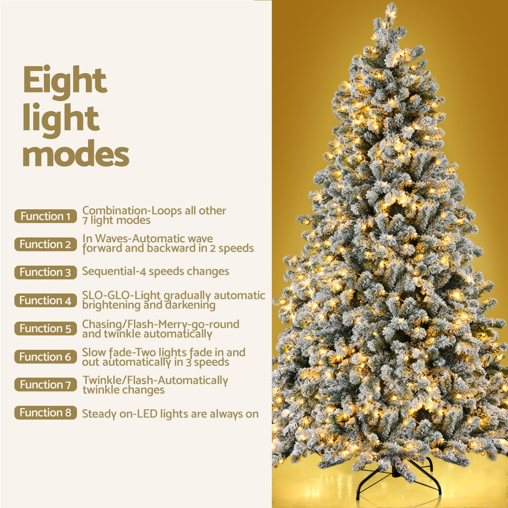 Jingle Jollys 2.1m Snow Flocked Christmas Tree LED 8 Modes