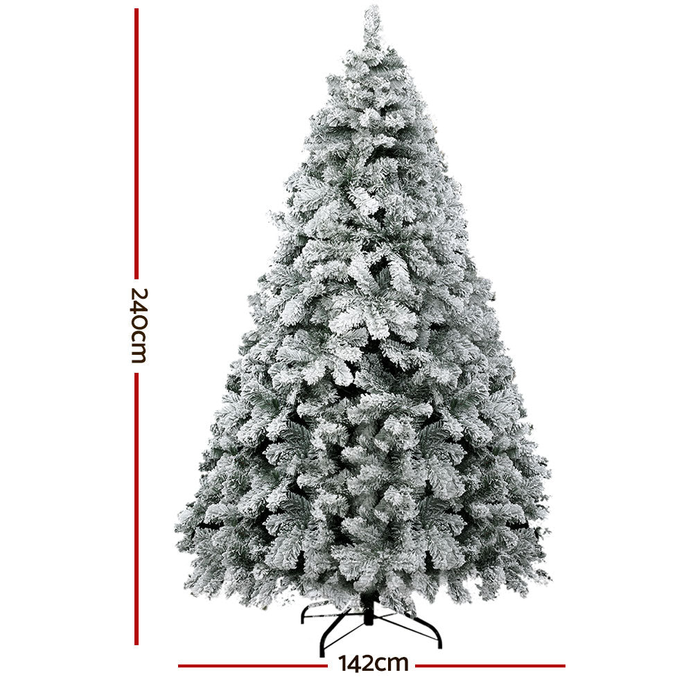 Jingle Jollys 2.4m Snow Flocked Christmas Tree 1165 Tips