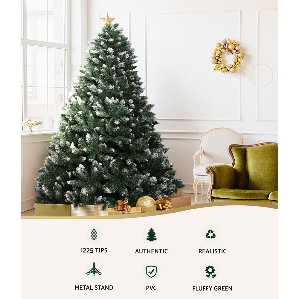 Jingle Jollys 2.4m Snowy Christmas Tree 1225 Tips
