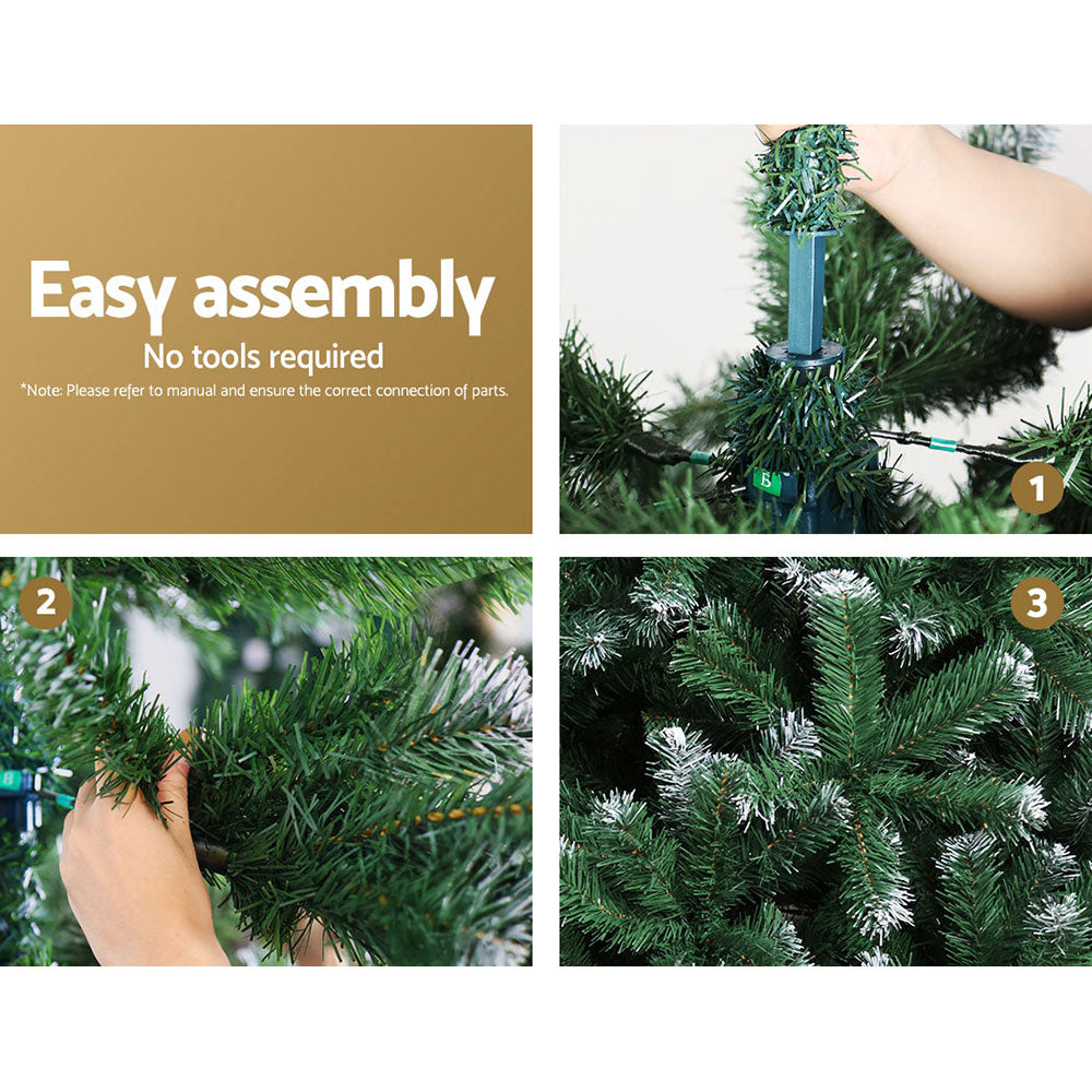 Jingle Jollys 2.4m Snowy Christmas Tree 1225 Tips