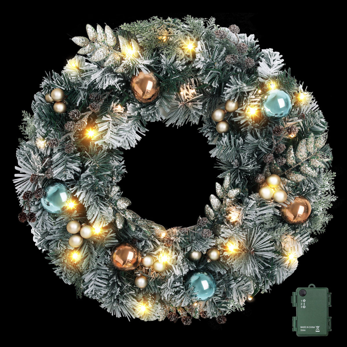 Jingle Jollys 60cm Pre-Lit Christmas Wreath with LED Lights