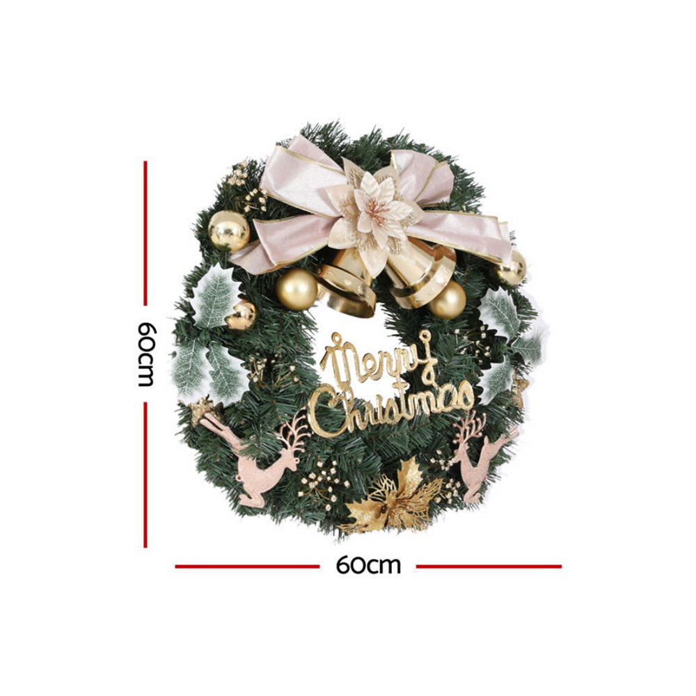 Jingle Jollys 60cm Christmas Wreath Garland Flowers Baubles Decorations