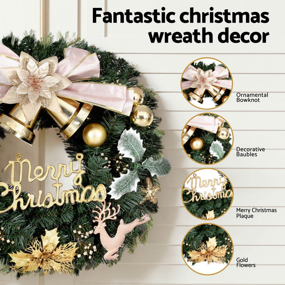 Jingle Jollys 60cm Christmas Wreath Garland Flowers Baubles Decorations