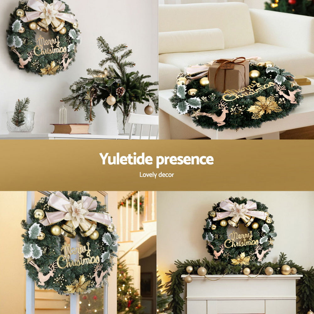 Jingle Jollys 60cm Christmas Wreath Garland Flowers Baubles Decorations