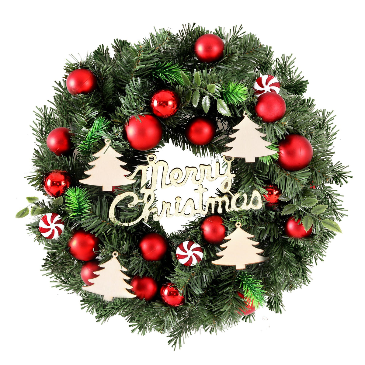 Jingle Jollys 40cm Pre-Decorated Christmas Wreath with Baubles