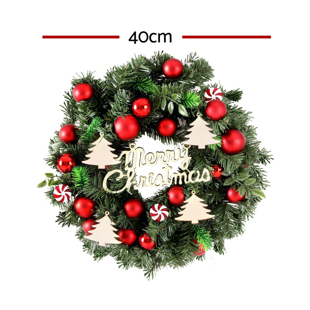 Jingle Jollys 40cm Christmas Wreath Garland Baubles Ornaments Decor