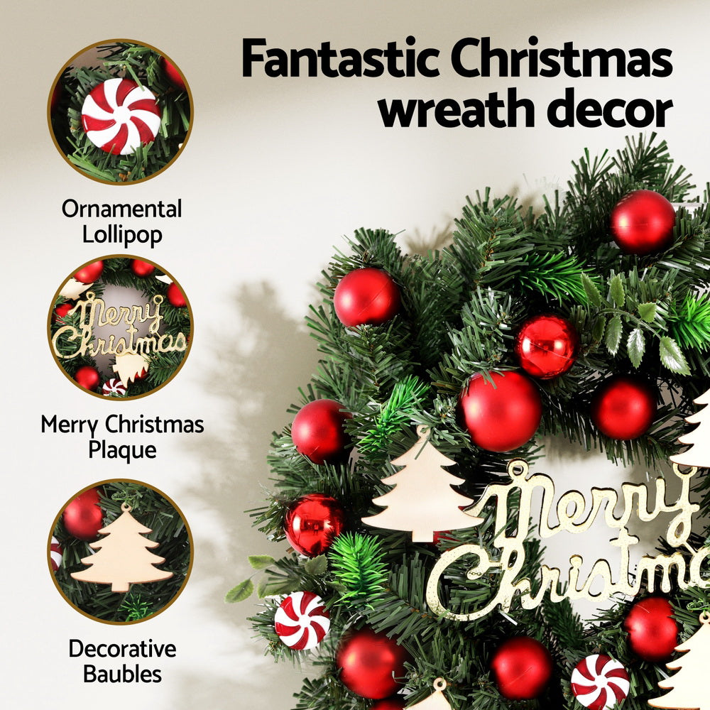 Jingle Jollys 40cm Christmas Wreath Garland Baubles Ornaments Decor