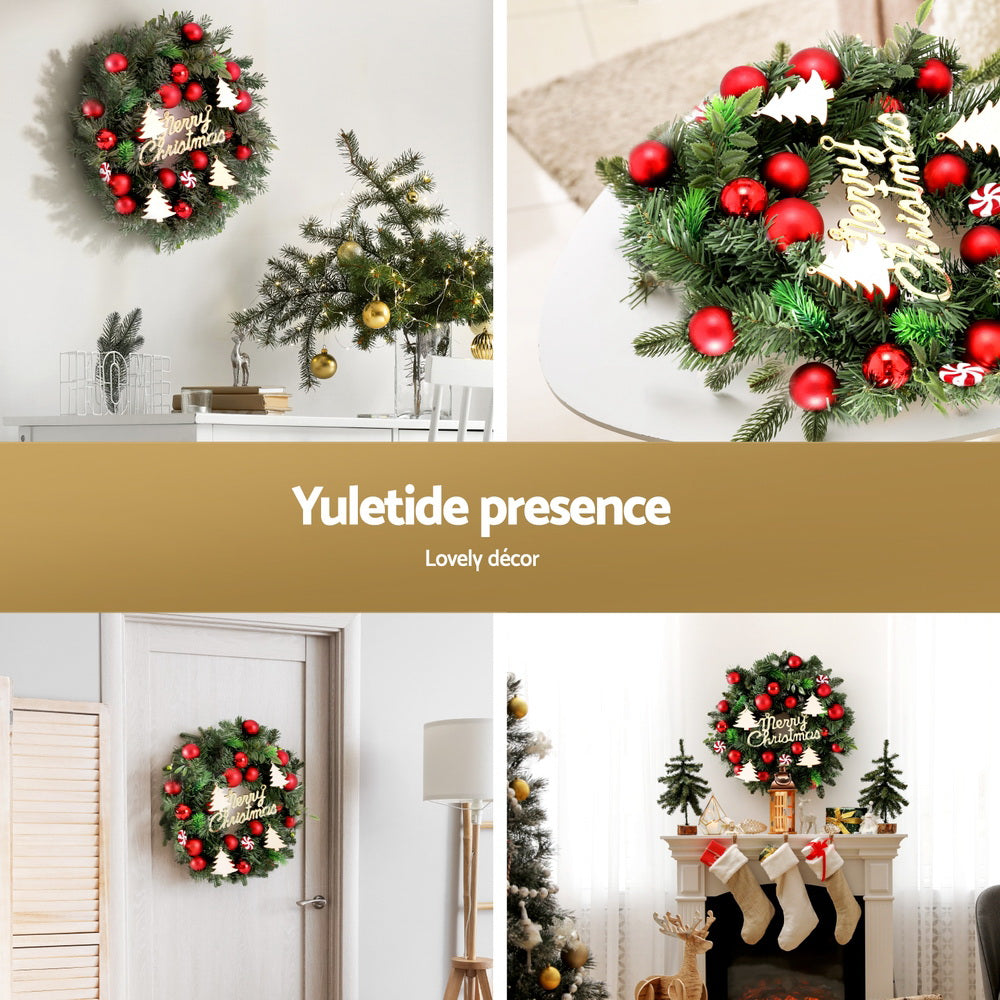 Jingle Jollys 40cm Christmas Wreath Garland Baubles Ornaments Decor