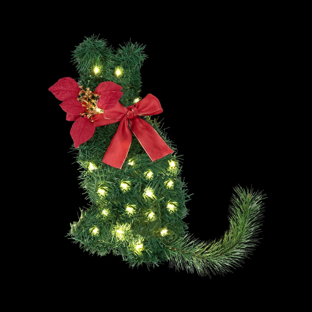Jingle Jollys Cat Christmas Wreath Pre-lit 20 LED 35x30cm