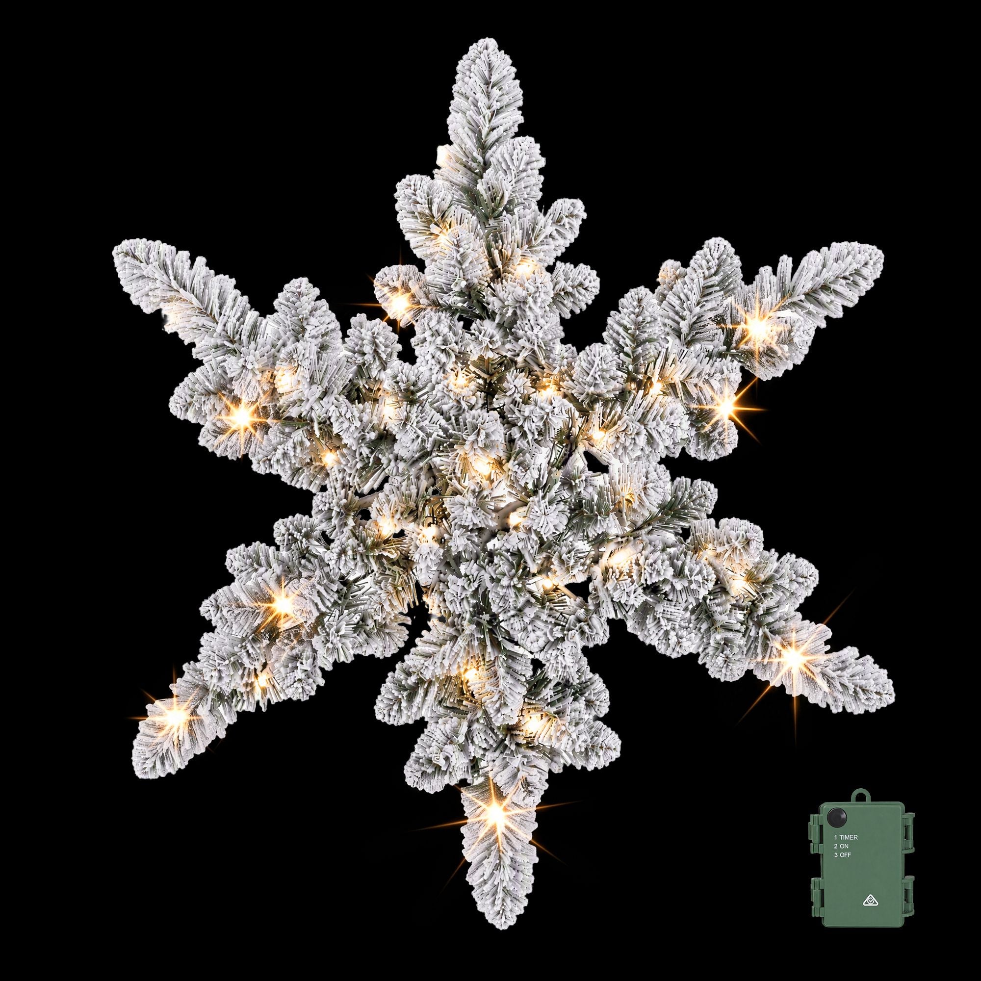 Jingle Jollys 60cm Flocked Snowflake Christmas Wreath Garland Pre-Lit 40 LED Light Decor