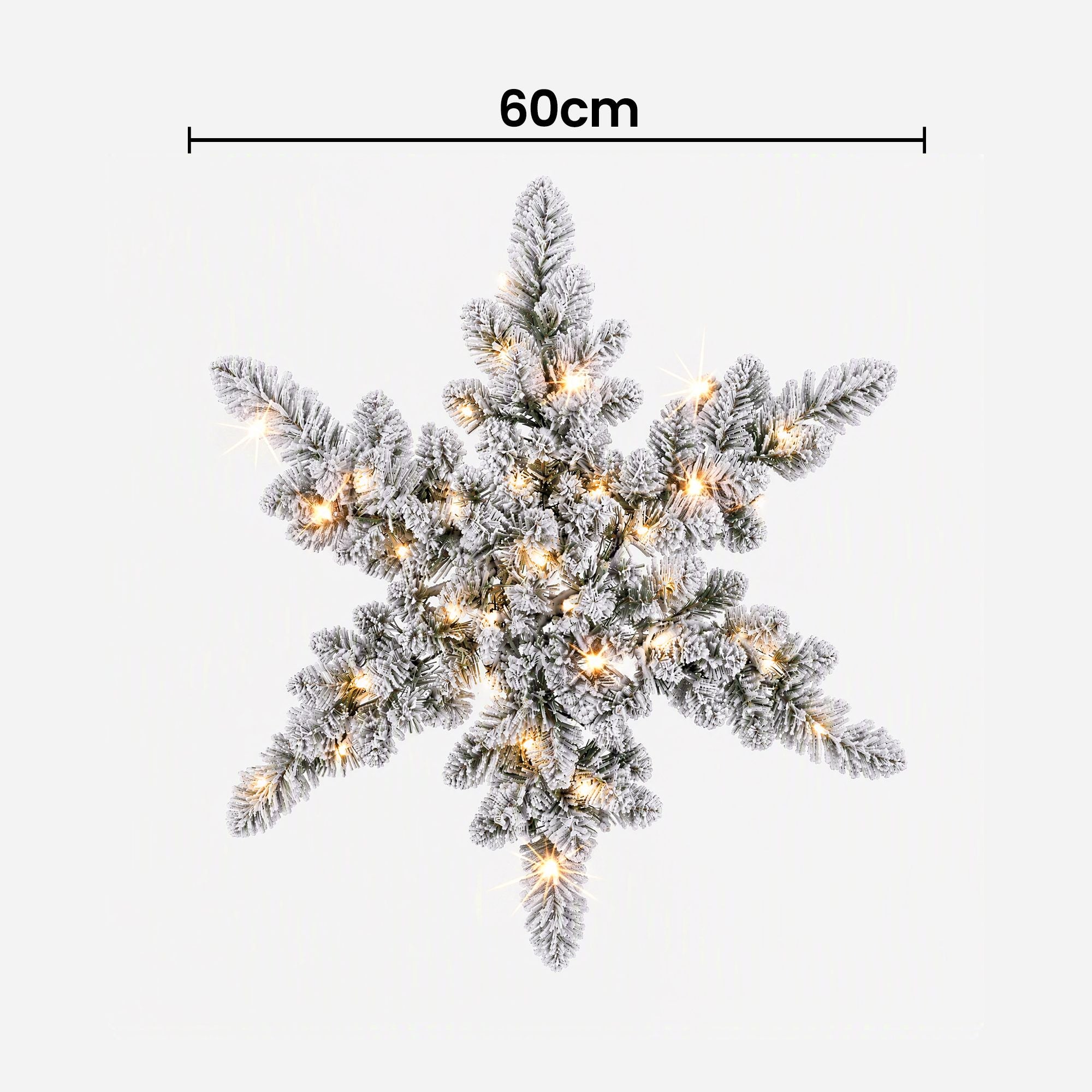 Jingle Jollys 60cm Flocked Snowflake Christmas Wreath Garland Pre-Lit 40 LED Light Decor