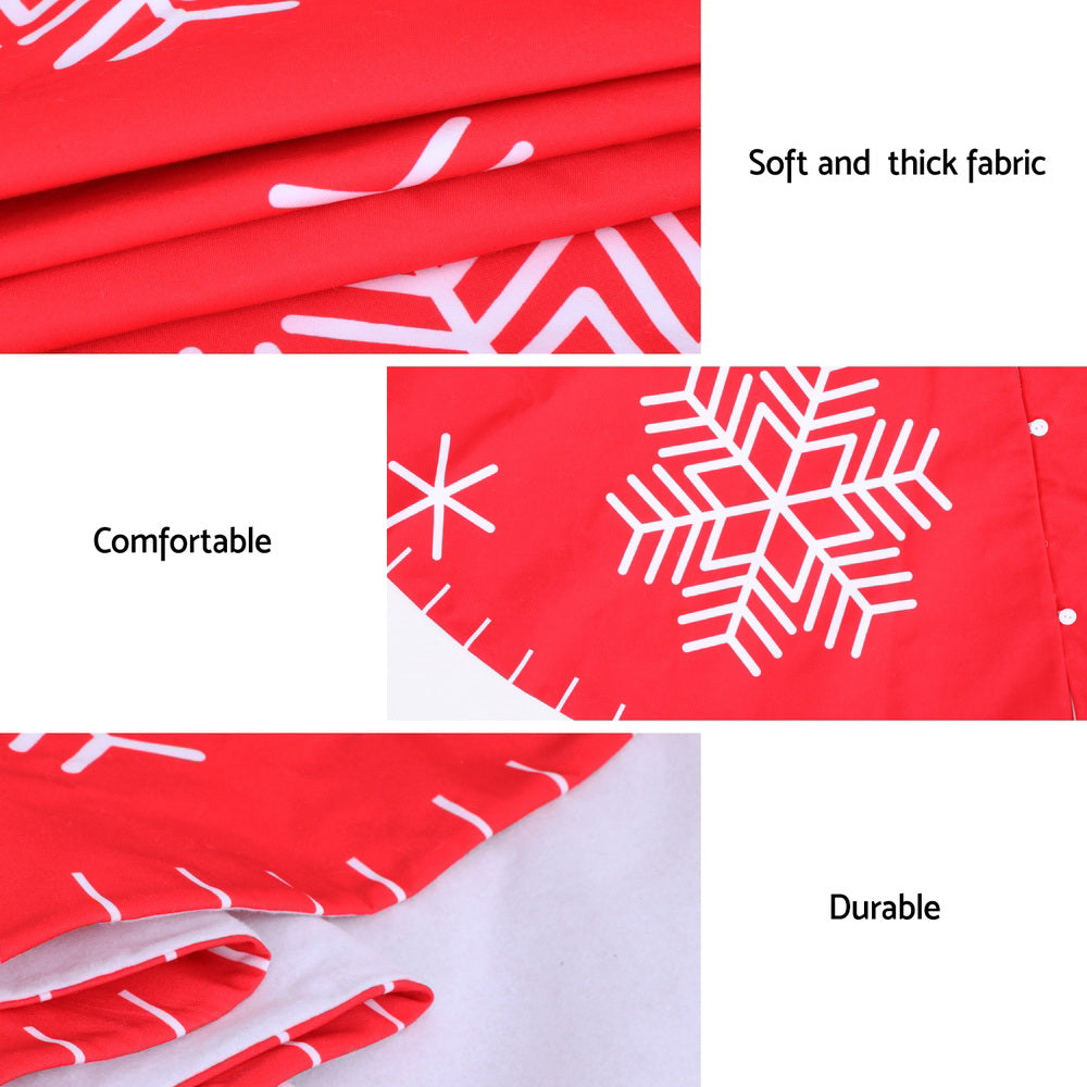 Jingle Jollys 120cm Red Christmas Tree Skirt Snowflake Ornaments