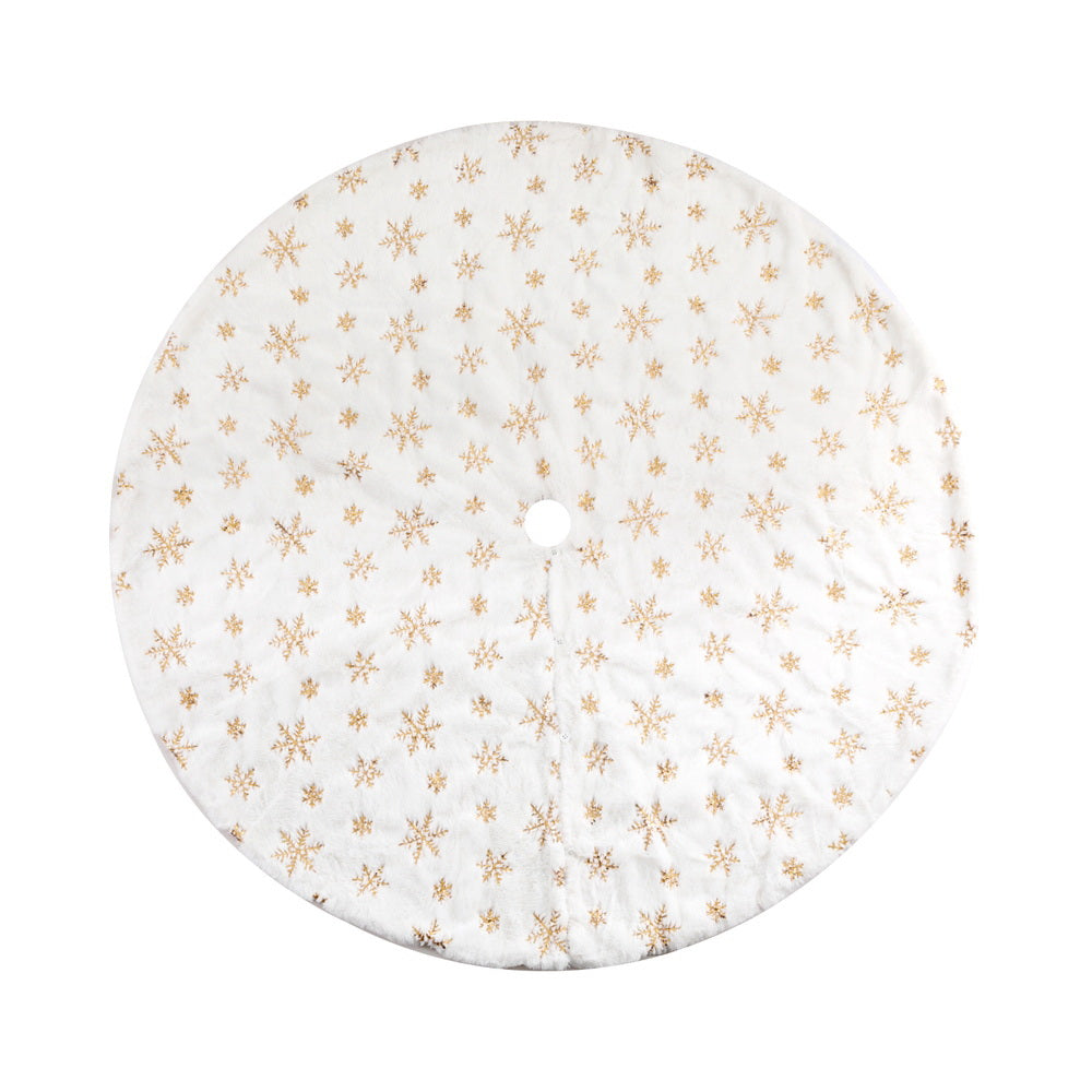 Jingle Jollys 120cm Christmas Tree Skirt Snowflake Ornaments White