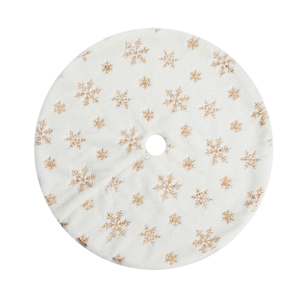 Jingle Jollys Christmas Tree Skirt 90cm with Sequin Snowflakes