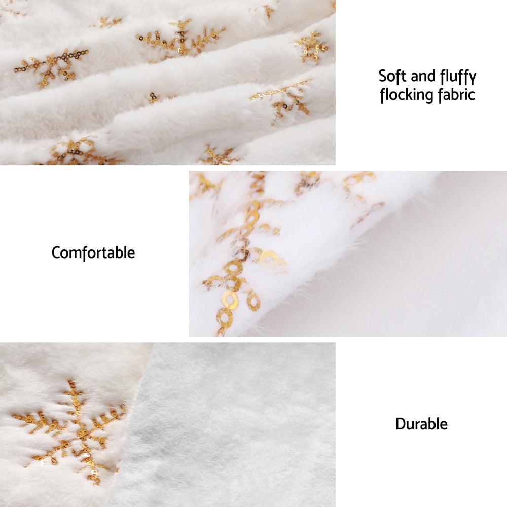 Jingle Jollys 90cm Christmas Tree Skirt Snowflake Ornaments White