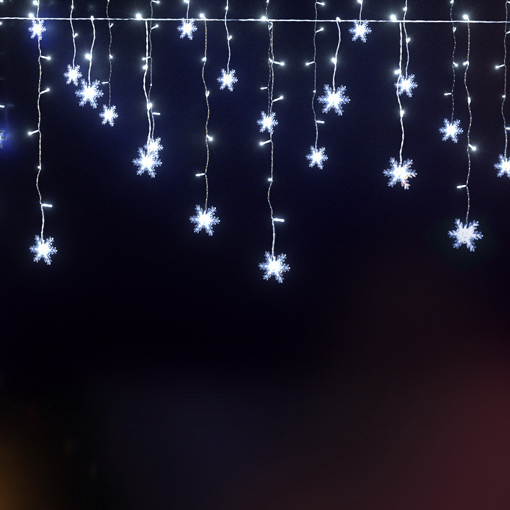 Jingle Jollys 3M Icicle Lights 80 LED Cold White Snow Decorations