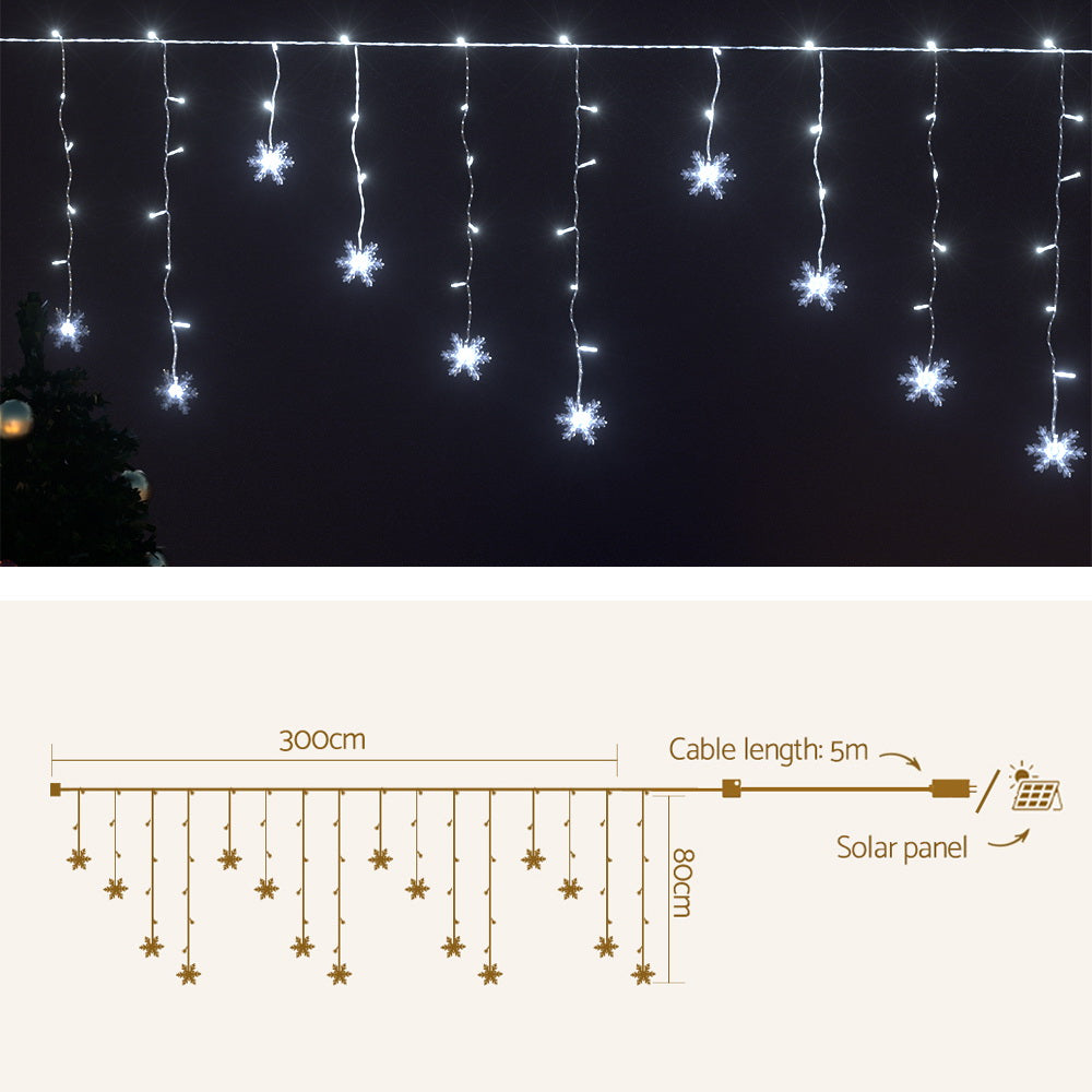 Jingle Jollys 3M Icicle Lights 80 LED Cold White Snow Decorations