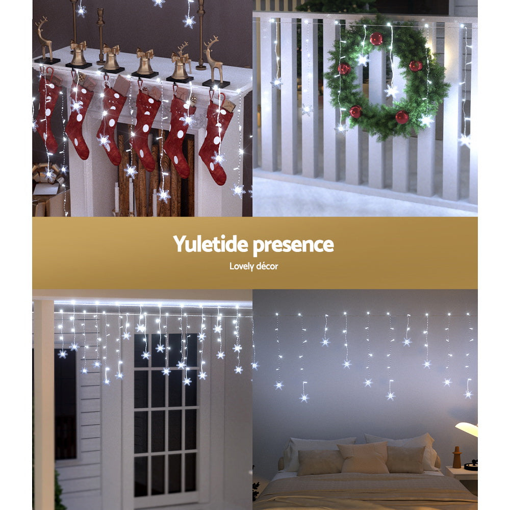 Jingle Jollys 3M Icicle Lights 80 LED Cold White Snow Decorations