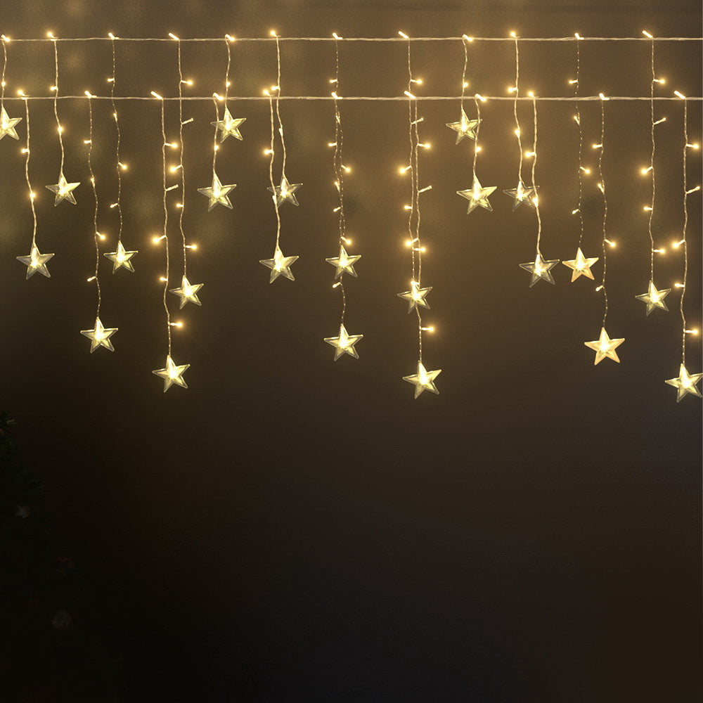Jingle Jollys 3M Icicle Lights 80 LED Warm White Star Decorations