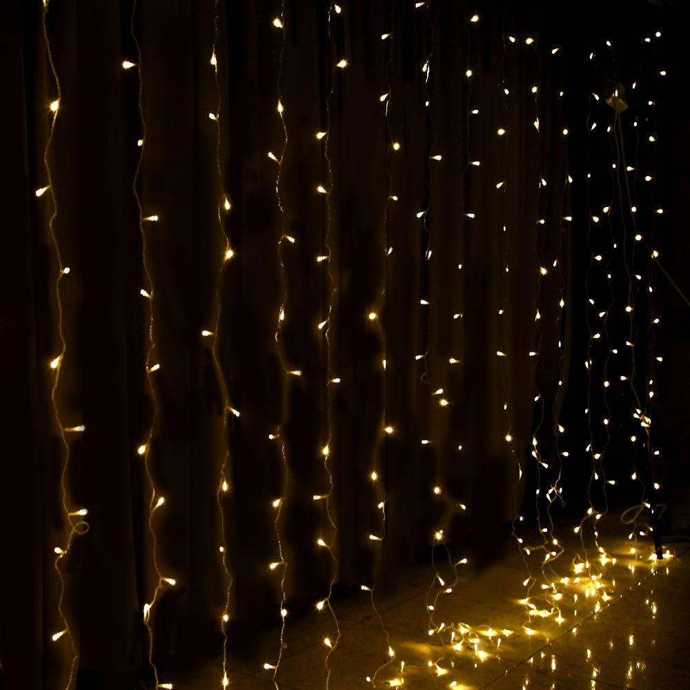Jingle Jollys 3X6M Christmas Curtain Lights Warm White 600 LED