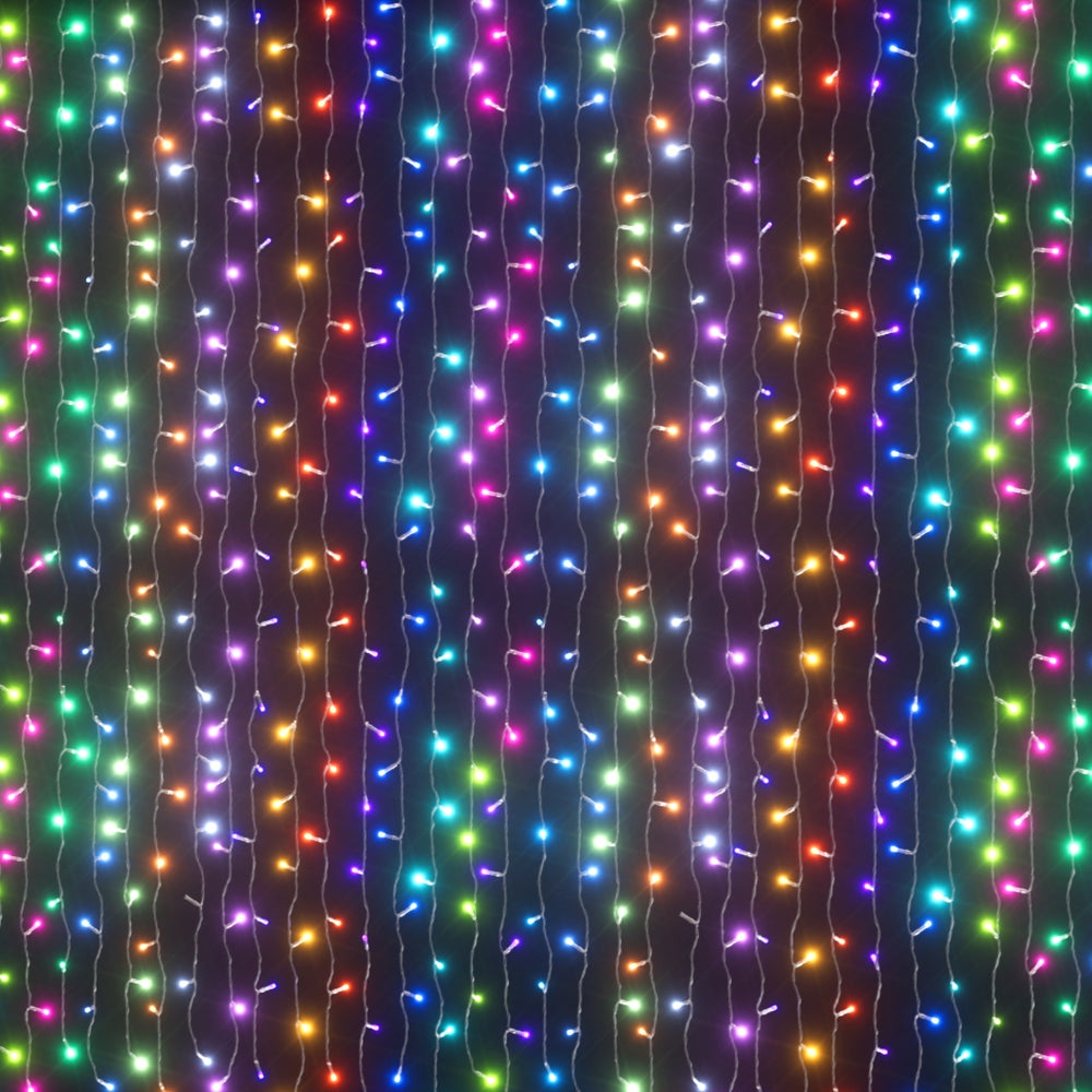 Jingle Jollys 3x6m Curtain Lights 960 LED RGB Remote Christmas Lighting