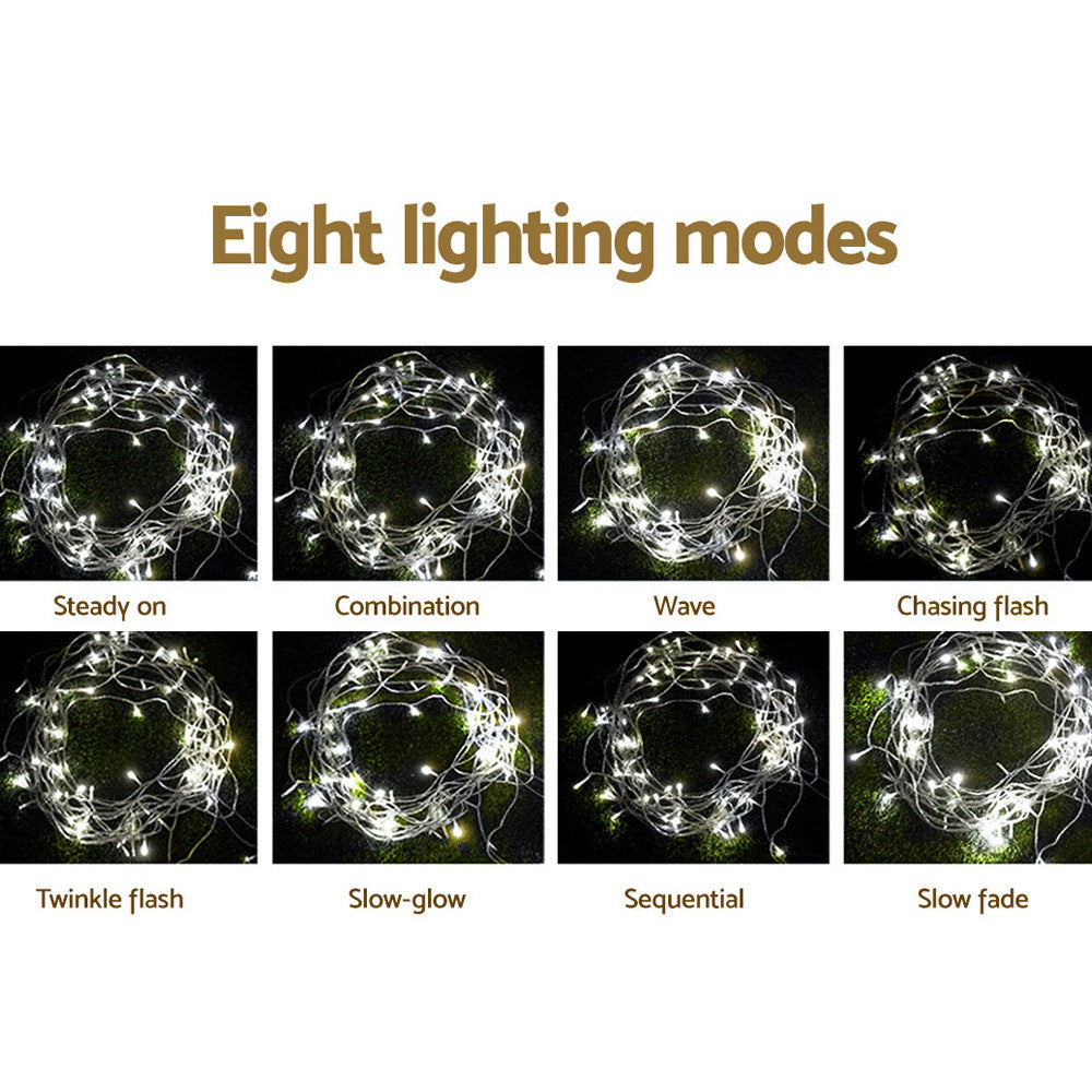 Jingle Jollys 3x6M Curtain Lights 600 LED Cool White Christmas Lighting