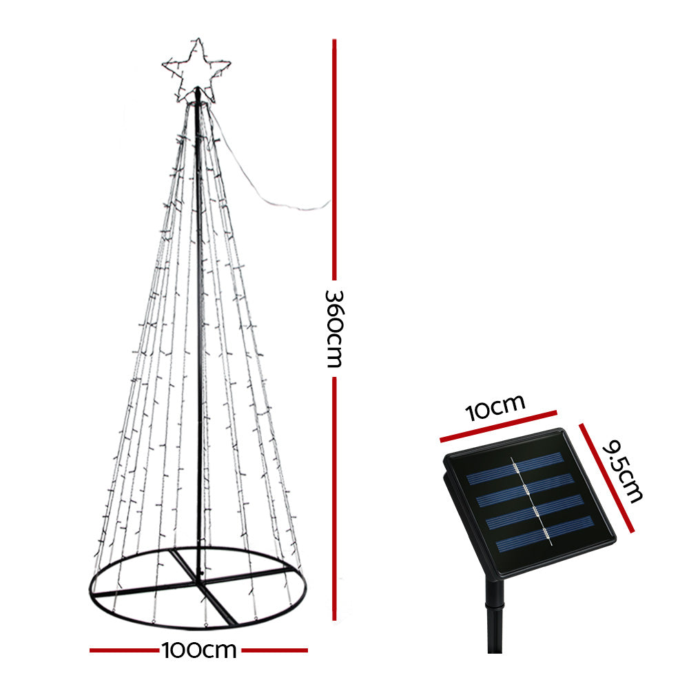 Jingle Jollys 3.6M Solar LED Christmas Tree 400 Lights