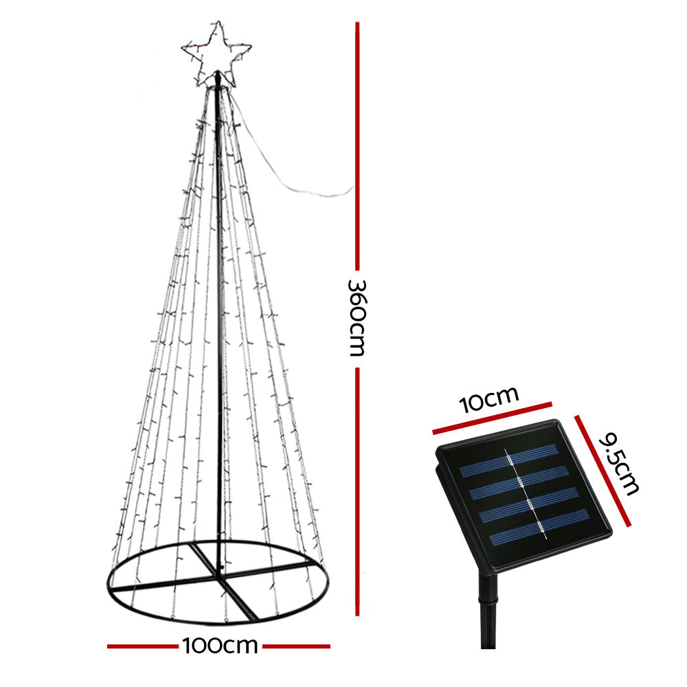 Jingle Jollys 3.6M LED Solar Christmas Tree Warm White
