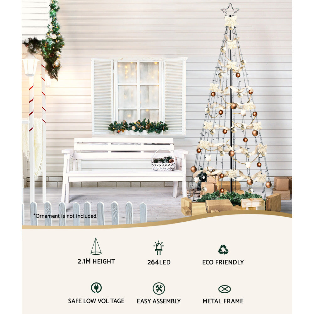 Jingle Jollys 2.1M LED Solar Christmas Tree Warm White