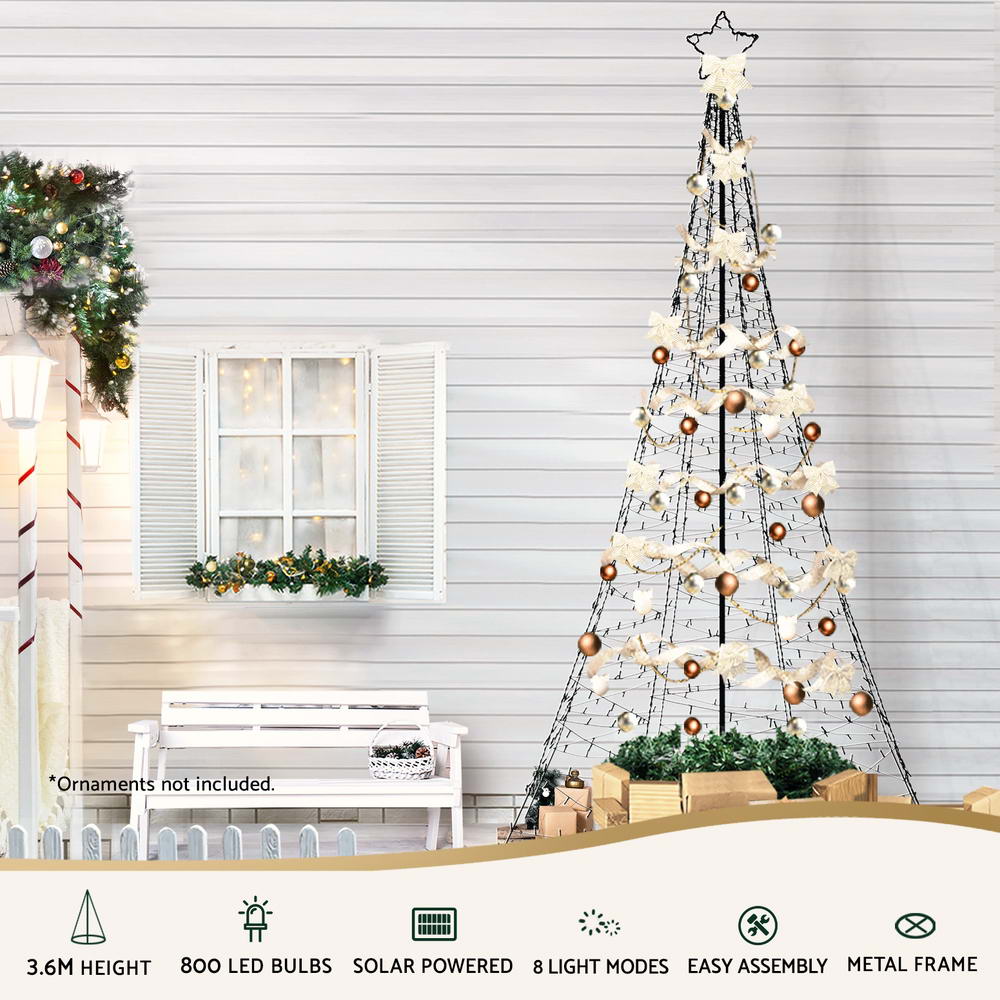 Jingle Jollys 3.6M Christmas Tree Solar LED Net Lights