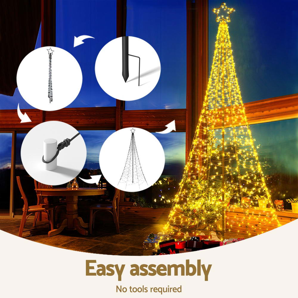 Jingle Jollys 3.6M Christmas Tree Solar LED Net Lights