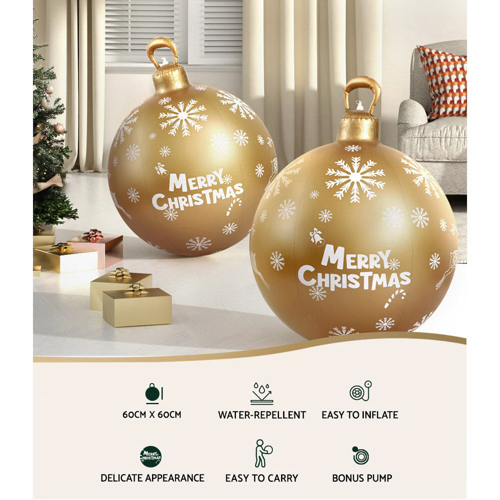 Jingle Jollys 60cm Christmas Inflatable Bauble Outdoor Decoration Gold