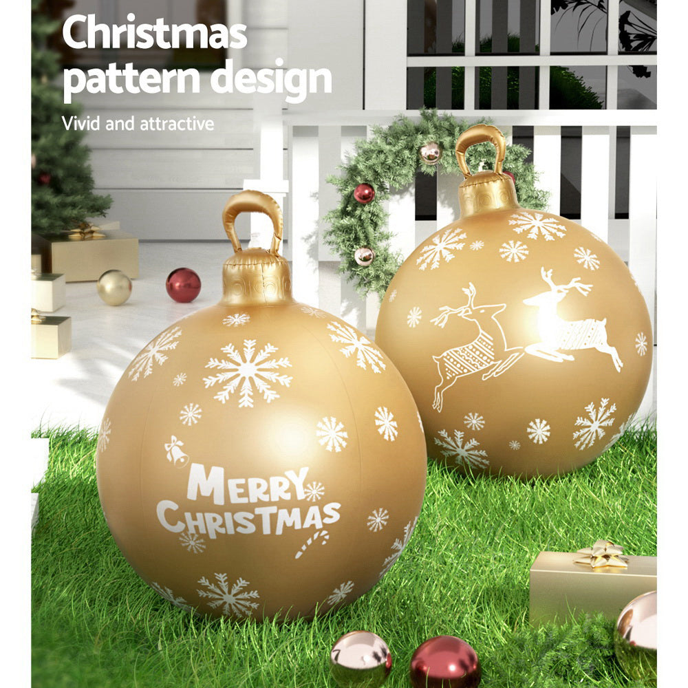 Jingle Jollys 60cm Christmas Inflatable Bauble Outdoor Decoration Gold
