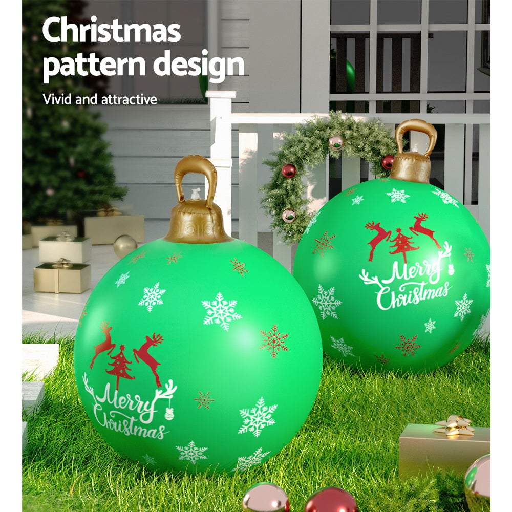 Jingle Jollys 60cm Christmas Inflatable Bauble Outdoor Decoration Green
