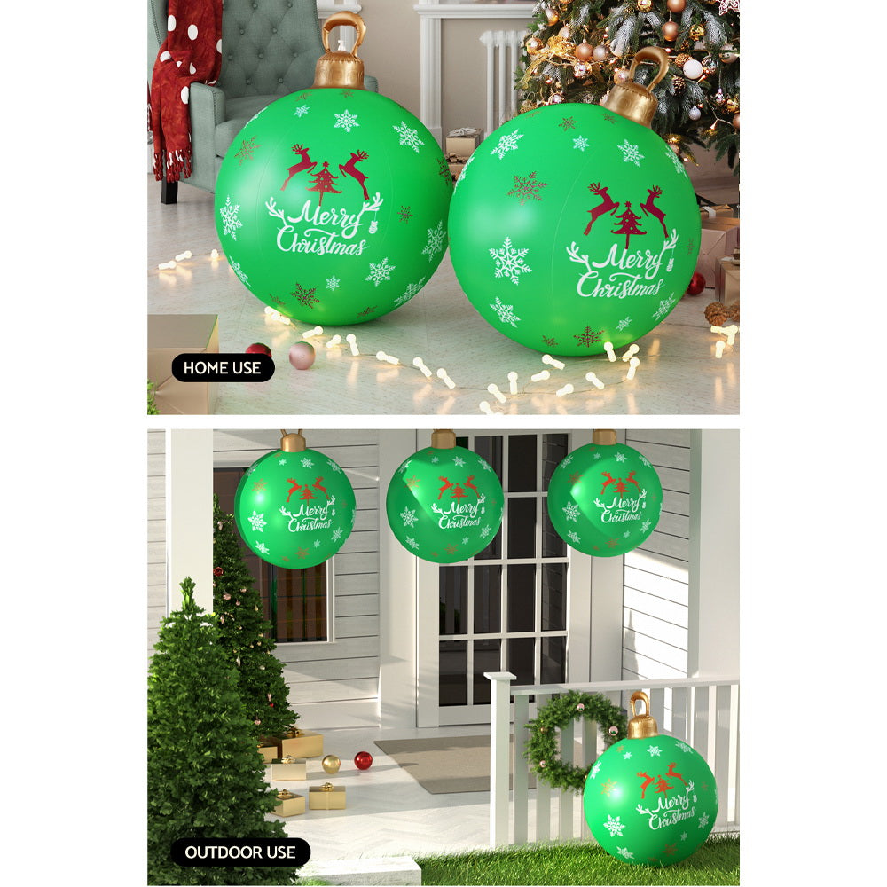 Jingle Jollys 60cm Christmas Inflatable Bauble Outdoor Decoration Green
